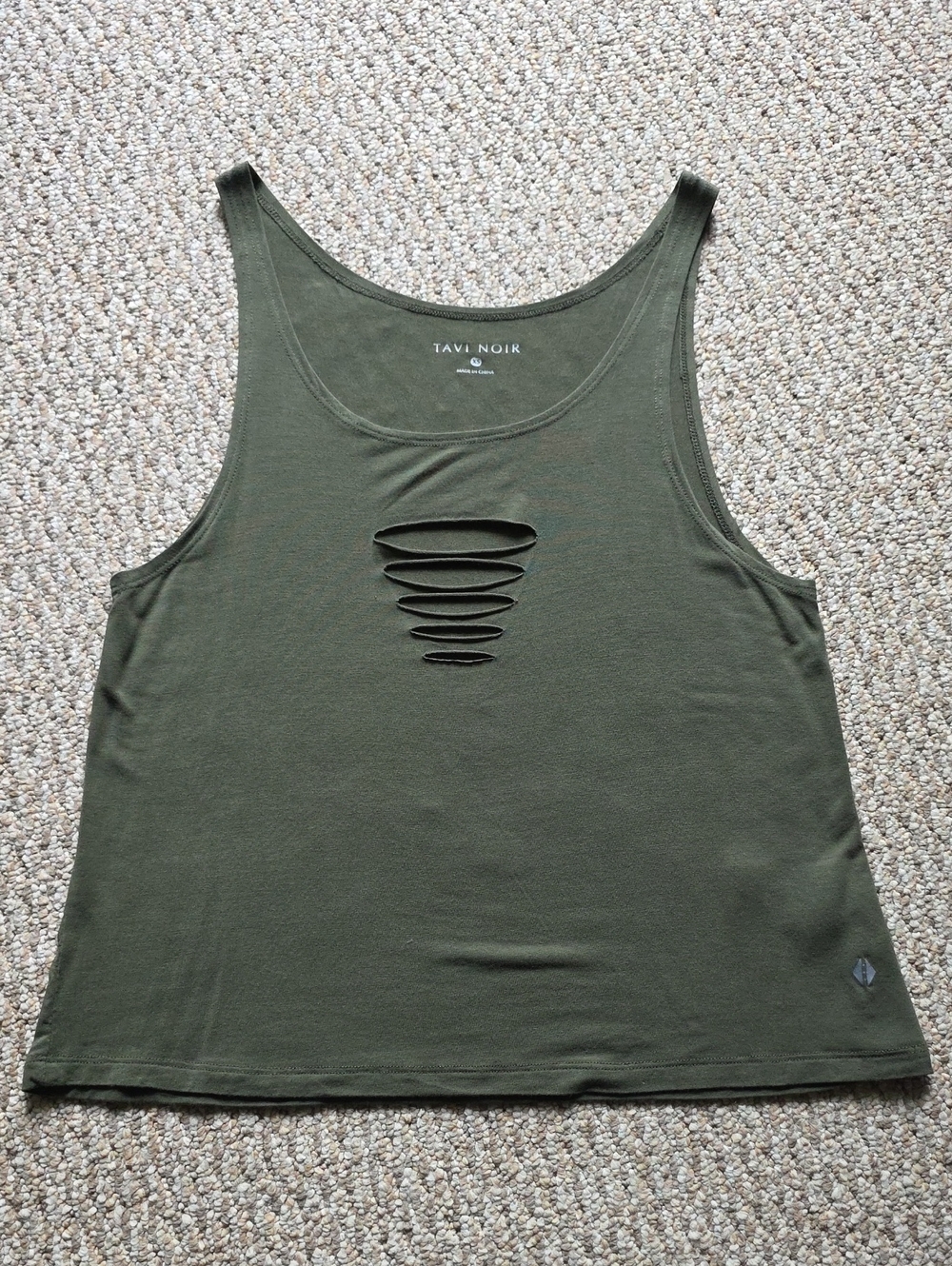 Tavi Noir Olive Green Laser Cut Tank Top
